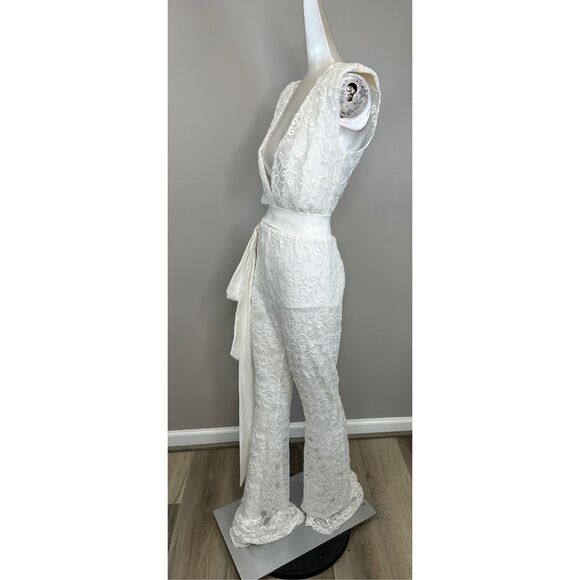 Michael Costello Collection Lilly Sleeveless Lace Jumpsuit Size US2 $980 - Picture 6 of 11